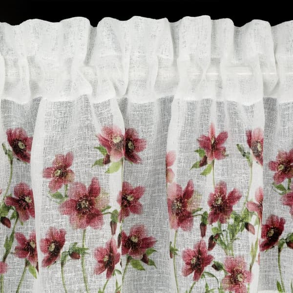 Färdiga gardiner ISA 150x60 Eurofirany vita vinröda blommor