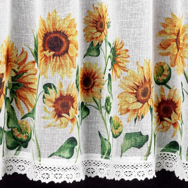 Färdig gardin HELIA 150x30 Eurofirany vita gula solrosor