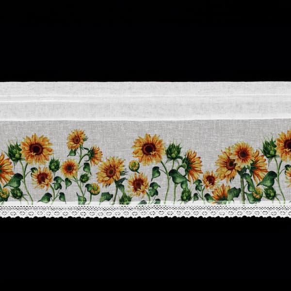 Färdig gardin HELIA 150x30 Eurofirany vita gula solrosor