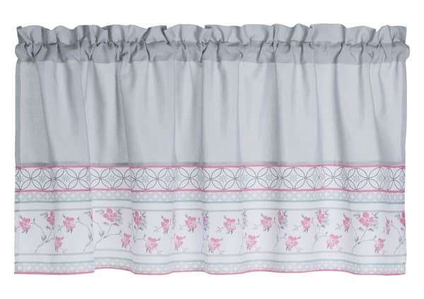 Færdiglavet gardin VILLAGE 90x150 grå med blomster