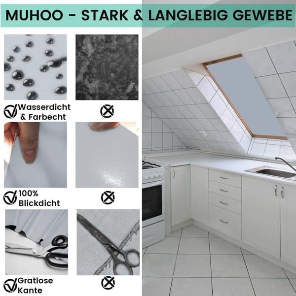 DIY Mörkläggningsgardin,UV-skydd-ingen borrning, 145x100cm-Light Grey