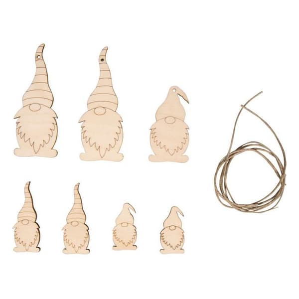 Tomtar trädekor, FSCMixCredit, diverse, natur, 2,5-9 cm, + sladd 0,5 m, tab-bag 7st