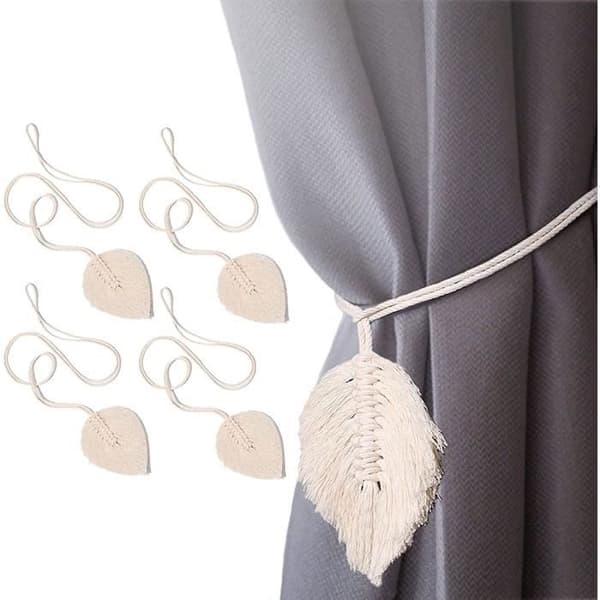 4-pack handvävda lövgardinband för badrumsinredning i vardagsrummet Yolistar (beige)
