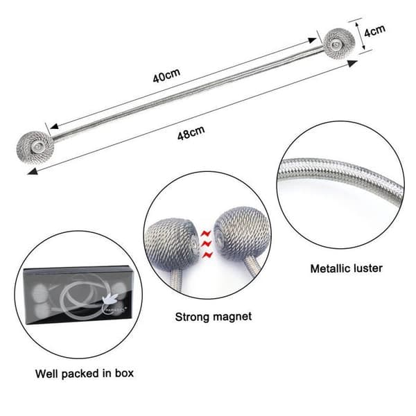 Ihclink - c02SML - Gardinbindare Magnetiska gardinbindningar Magnetisk flätning Gardinspännen (svart)