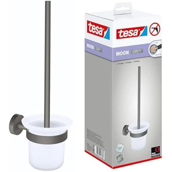 Ensemble WC Support och Brosse WC - TESA - MOON GRÅ - Matt Grå - Satin Glas - Modern Design