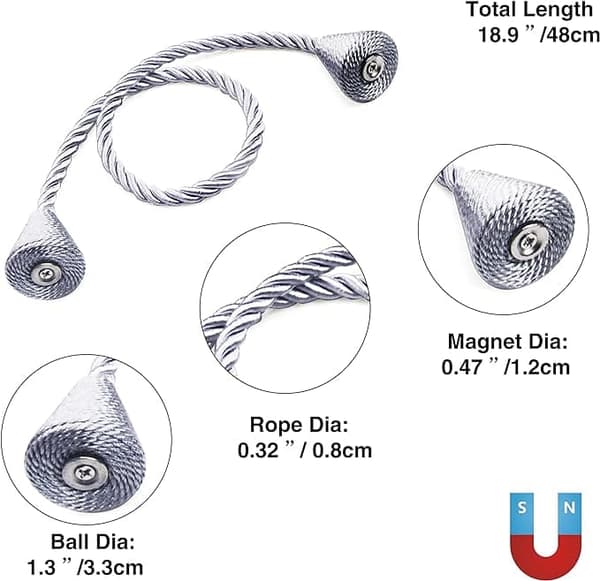 OBOSOE 2-Pack Magneettiset Verhonsuojukset – Verhosolmut verhosarjoihin ja koristeluun