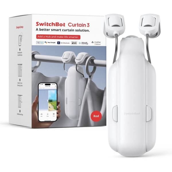 SwitchBot Gardin - Tringle/Roede Version 3 (2023) - Vit - Smart hem gardinmotor - Smart gardin
