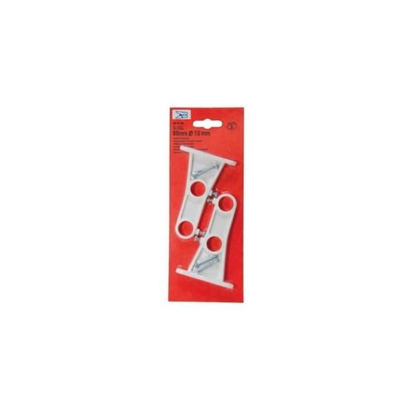Stöd - paket om 2 - vit - plast dubbel - 85 mm