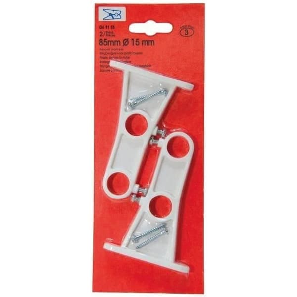 Stöd - paket om 2 - vit - plast dubbel - 85 mm