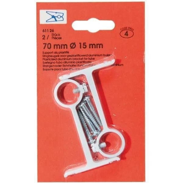 Support - set om 2 - plastifierad aluminium lång - 70 mm