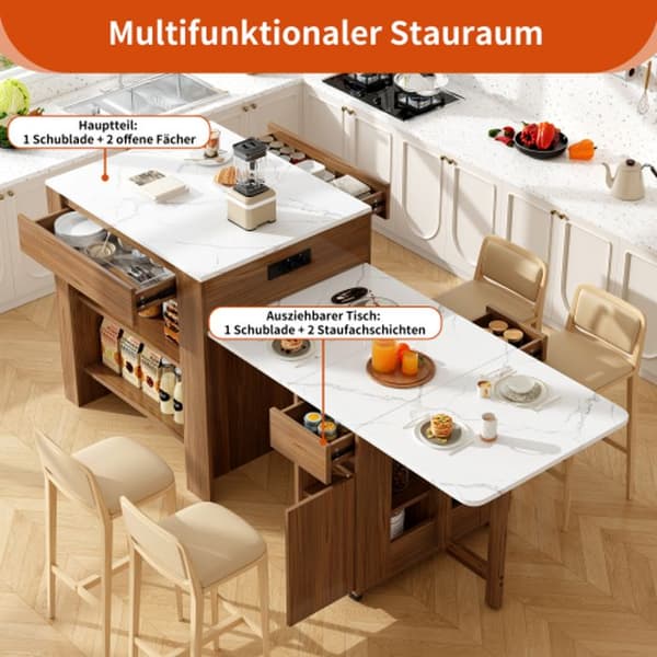 Justerbar stång med förvaringsutrymme (110-124 x 78 x 97,5 cm) Brun
