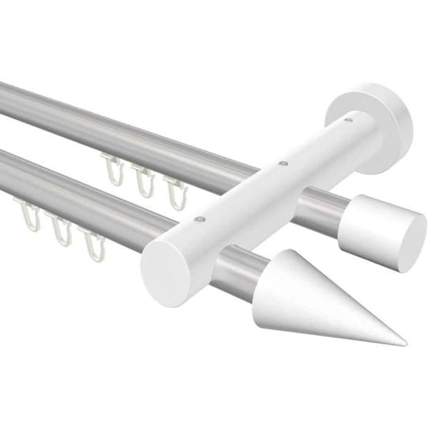 Gardinstång 20mm 2 vägar - Grå silvervit - Flairdeco