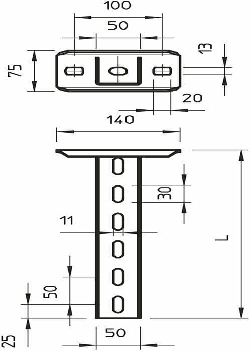 Tringle - änddel tringle Obo bettermann - 6341616 - Hängestiel US 5 K/100 50x50x1000 ()