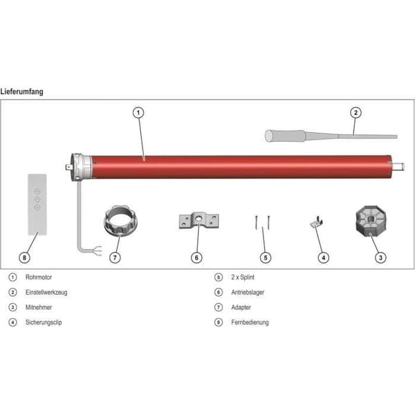 Radio rullejalousiemotor + fjernbetjening RM30MMB - SUPERROLLO - SR20935 - Diameter 60 mm - 30 Nm - Maks. gardinvægt 66 kg
