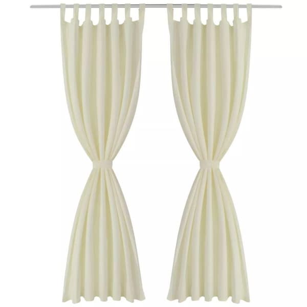 vidaXL 2-pack gardiner med öglor i gräddvit microsatin 140 x 225 cm