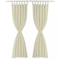 Miniatyrbild 2 av 4: vidaXL 2-pack gardiner med öglor i gräddvit microsatin 140 x 225 cm