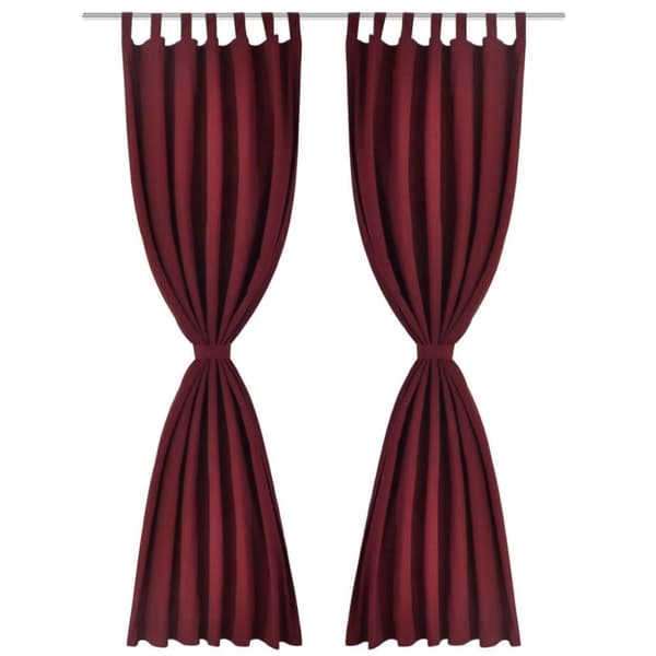 vidaXL 2-pack gardiner med öglor i vinröd microsatin 140 x 225 cm