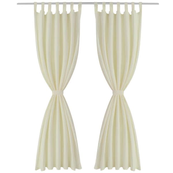 vidaXL 2stk Krem Micro-Sateng Gardiner med Sløyfer 140 x 245 cm