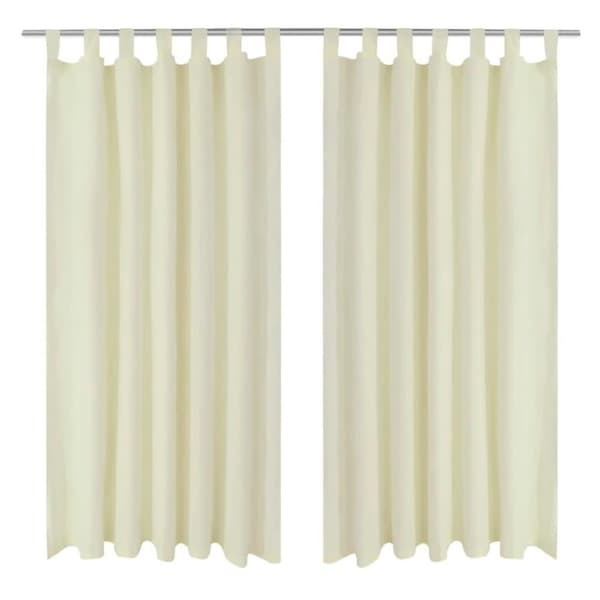 vidaXL 2stk Krem Micro-Sateng Gardiner med Sløyfer 140 x 245 cm