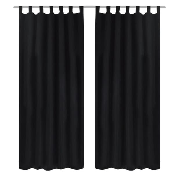 vidaXL 2-pack gardiner med öglor i svart microsatin 140 x 225 cm