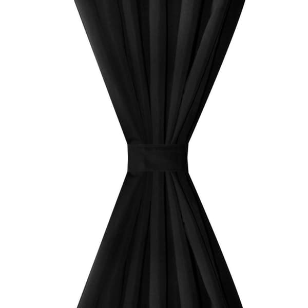 vidaXL 2-pack gardiner med öglor i svart microsatin 140 x 245 cm