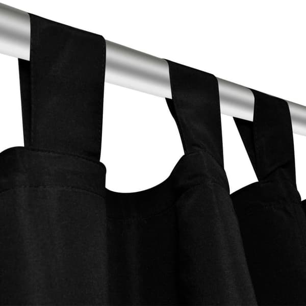 vidaXL 2-pack gardiner med öglor i svart microsatin 140 x 245 cm