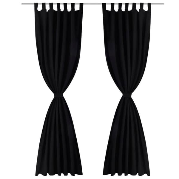 vidaXL 2-pack gardiner med öglor i svart microsatin 140 x 245 cm