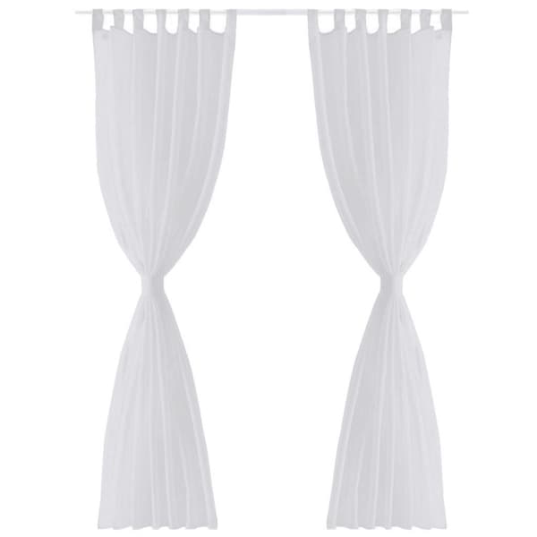 vidaXL Hvidt gardin i tyndt stof 140 x 245 cm, 2 stk