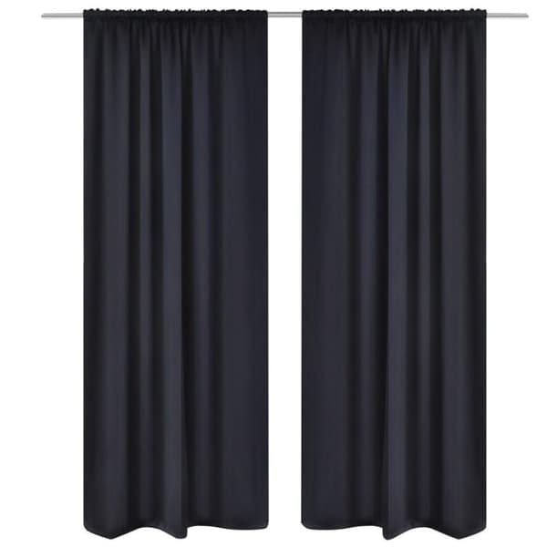 vidaXL Mustat pimennysverhot verhotankokujalla 2 kpl 135 x 245 cm