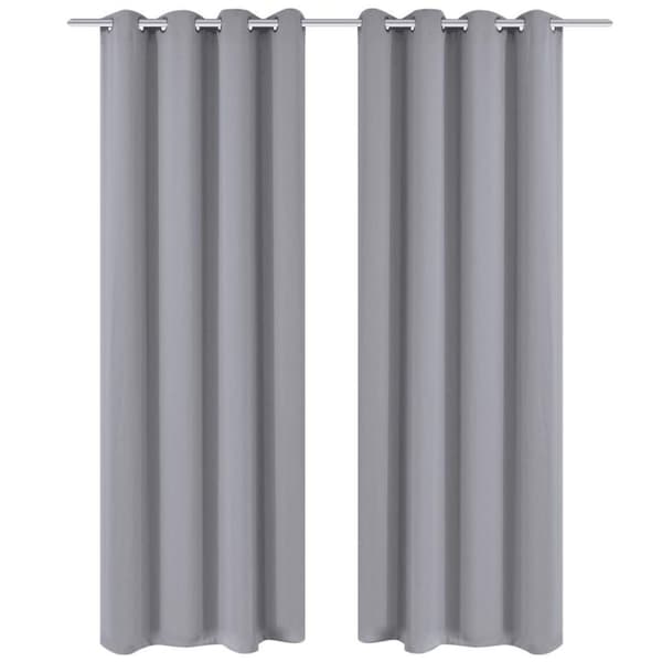 vidaXL 2 stk Grå Blackout Gardiner med Metal Ringe 135 x 245 cm
