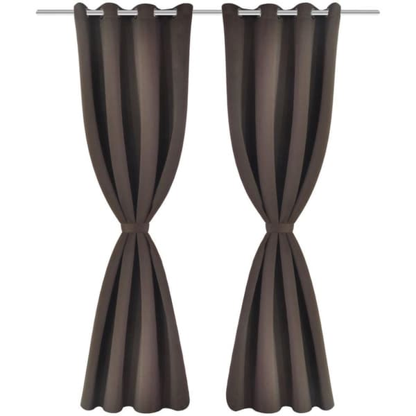 vidaXL Energisparende gardiner med metallringer 2 stk brun 135 x 245 cm