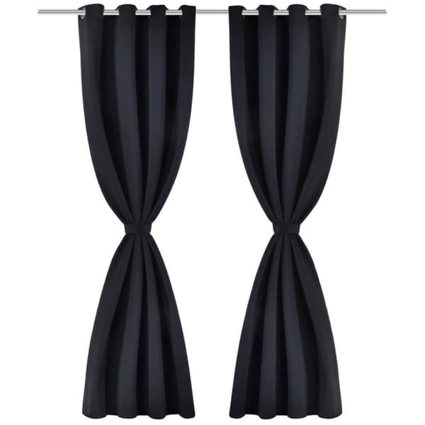 vidaXL Lystette gardiner 2 stk med metallmaljer 135x175 cm svart