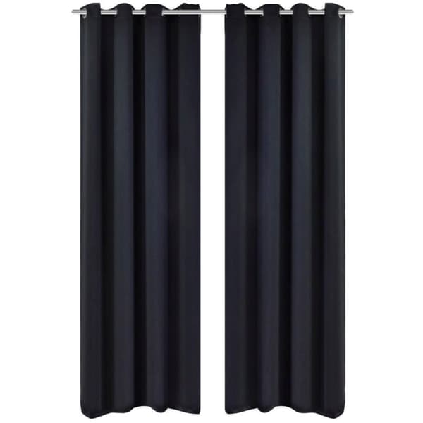 vidaXL Lystette gardiner 2 stk med metallmaljer 135x175 cm svart