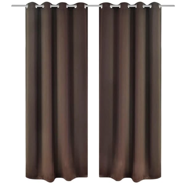 vidaXL mørklægningsgardiner 2 stk. med metalsnøreringe 135x175 cm brun