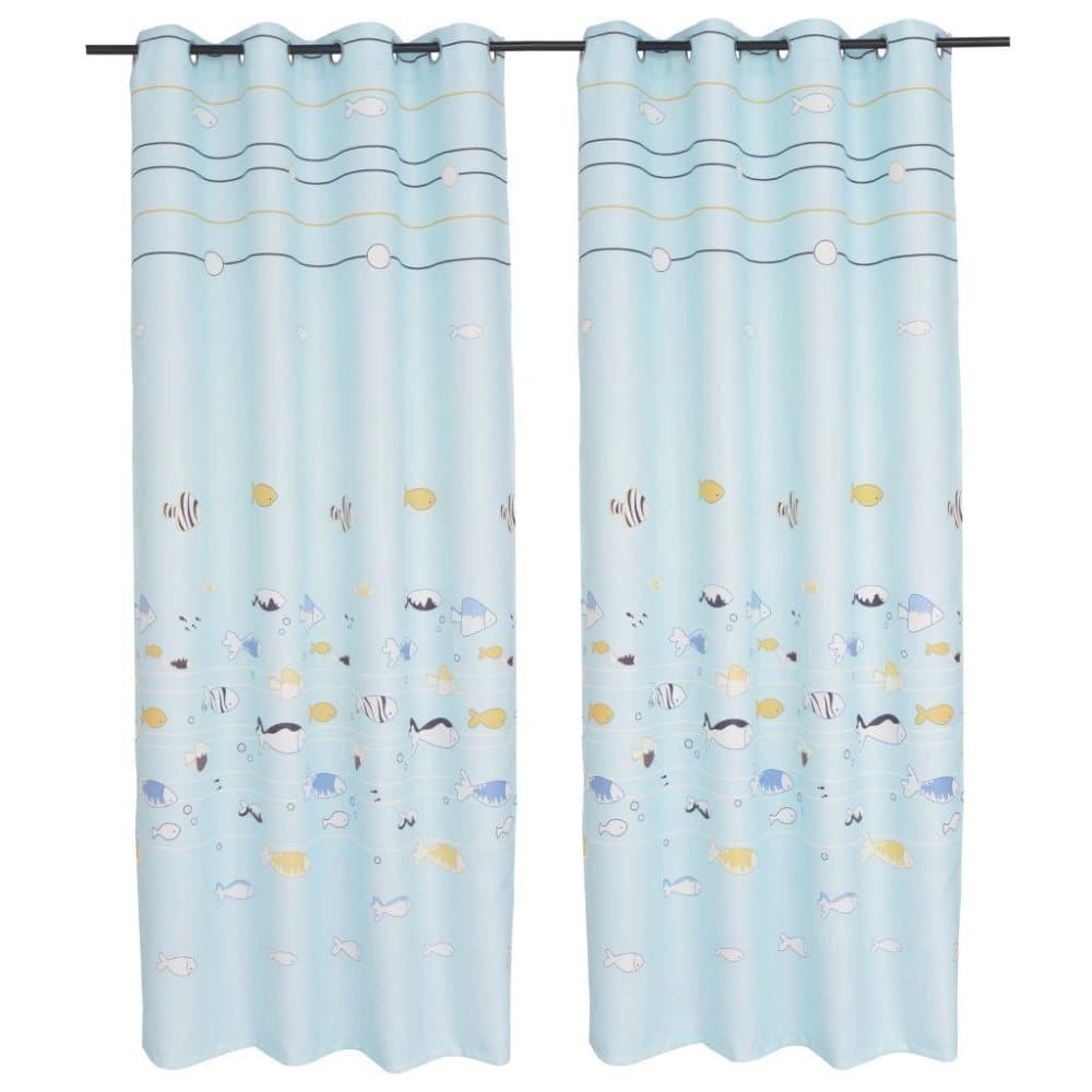 vidaxl lystette gardiner til barnerom 2 stk 140x240 cm bla cdon