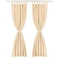 Miniatyrbild 2 av 4: vidaXL Gardiner i microsatin 2 st med öglor 140x175 cm beige
