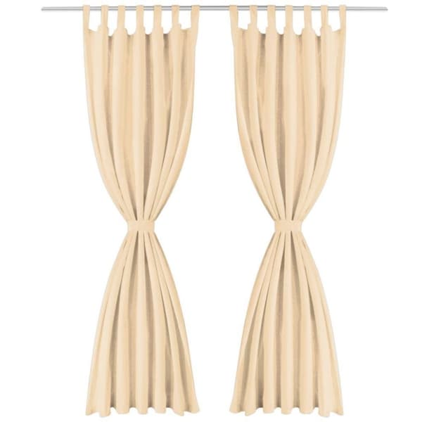 vidaXL Gardiner i microsatin 2 st med öglor 140x175 cm beige
