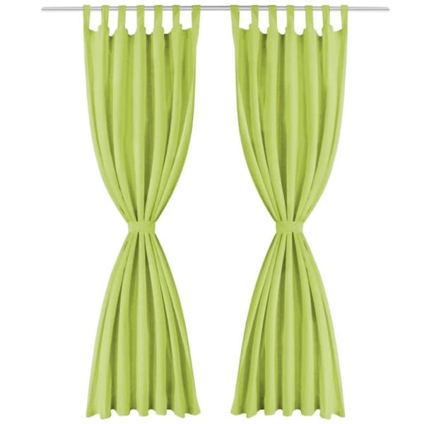 vidaXL Mikro-satiiniverhot silmukoilla 2 kpl 140x245 cm Vihreä