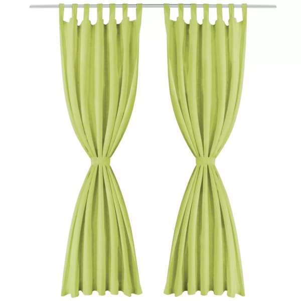 vidaXL Mikrosateng gardiner med hemper 2 stk 140x175 cm grønn