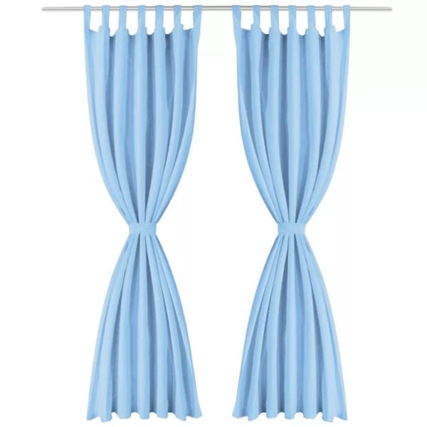 vidaXL Mikrosateng gardiner med hemper 2 stk 140x175 cm turkis