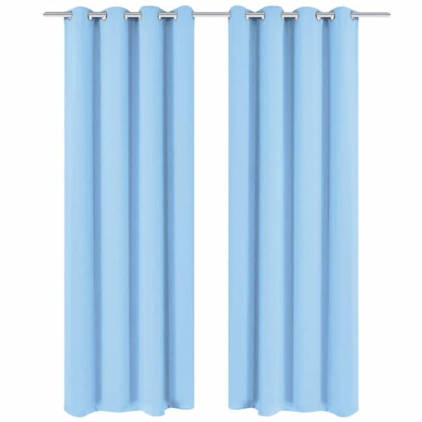 vidaXL Lystette gardiner 2 stk med metallmaljer 135x245 cm turkis
