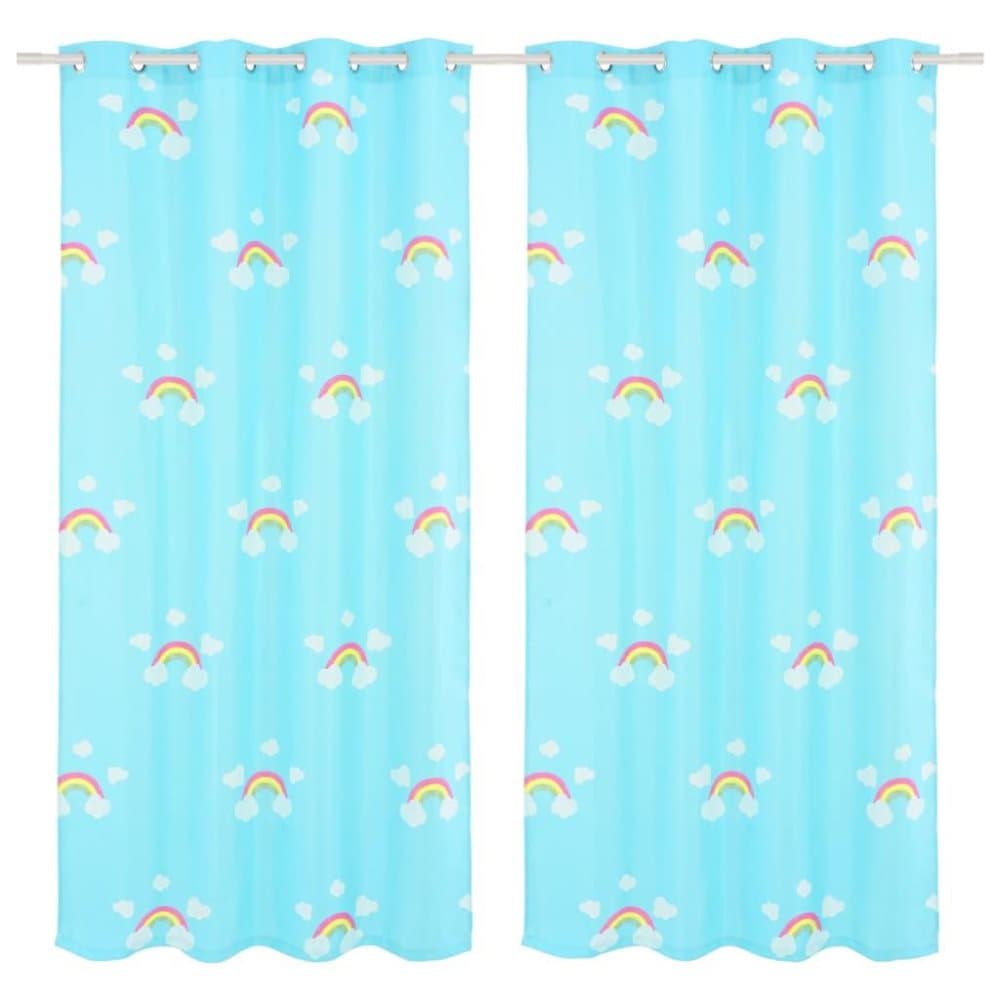 vidaxl lystette gardiner til barnerom 2 stk 140x240 cm regnbue bla cdon