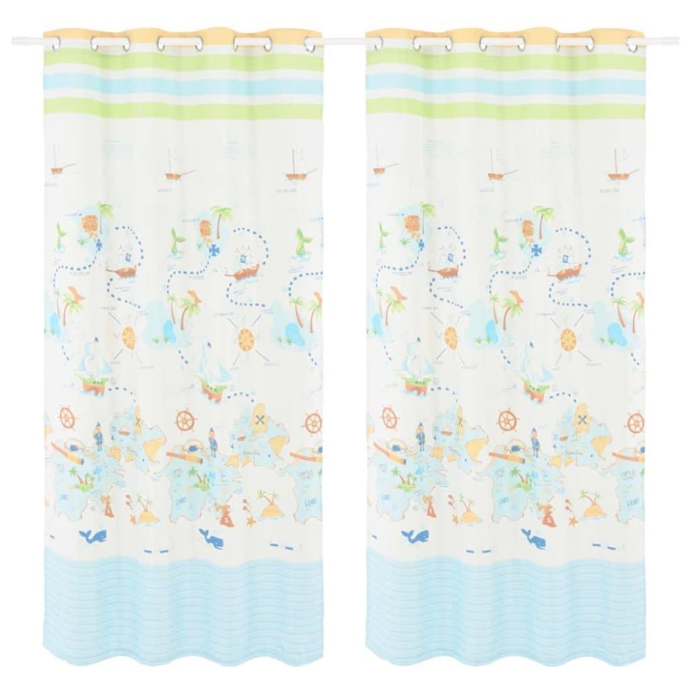 vidaXL Lystette gardiner til barnerom 2 stk 140x240 cm reis verden