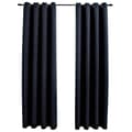 Miniatyrbilde 3 av 6: vidaXL Lystette gardiner med metallringer 2 stk svart 140x245 cm