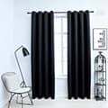 Miniatyrbilde 2 av 6: vidaXL Lystette gardiner med metallringer 2 stk svart 140x245 cm