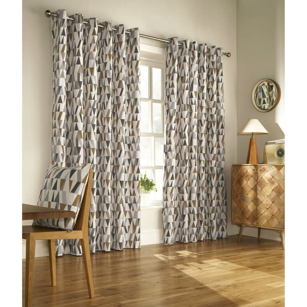 Furn Reno Ringtop Geometric Eyelet Curtains