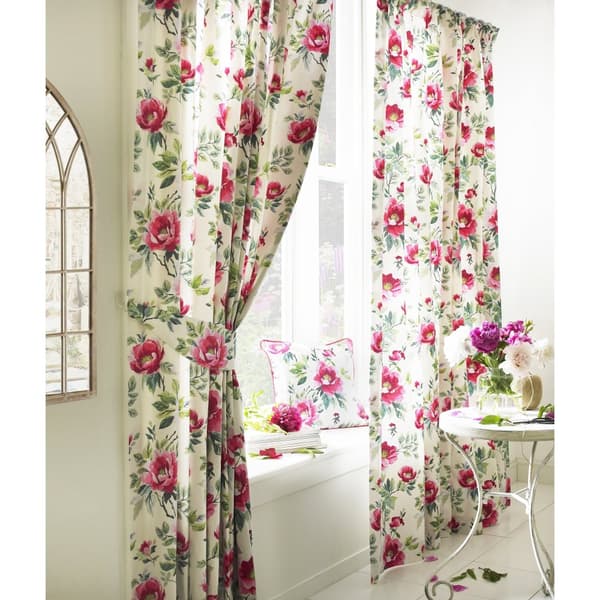 Furn Peony Vibrant Coloured Floral Pleat Curtains