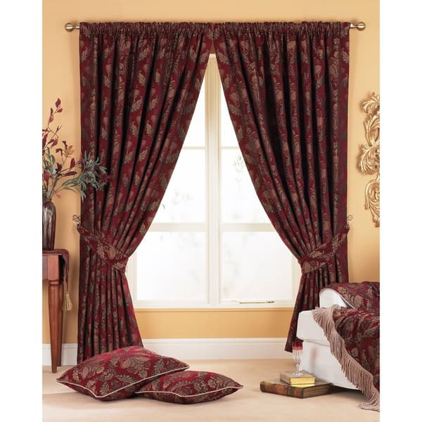 Riva Home Shiraz Pencil Pleat Curtains Burgundy 90x90 (229x229cm)