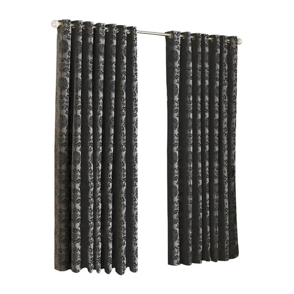 Riva Home Hanover Ringtop Curtains Black 66x72 (168x183cm)