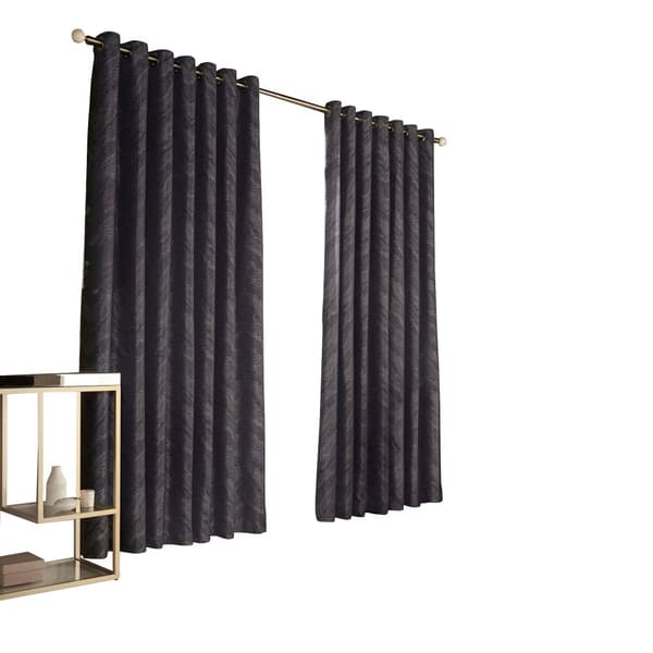 Furn Himalaya Jacquard Design Eyelet Gardiner (par) Navy 117x137cm